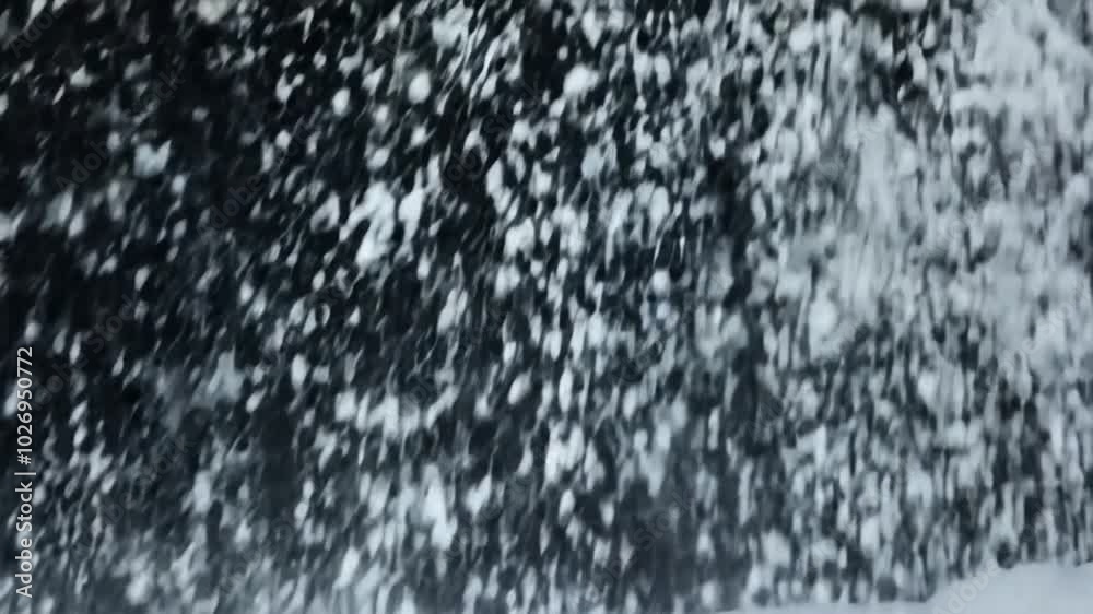 4K  Blowing Snow isolated on dark background
