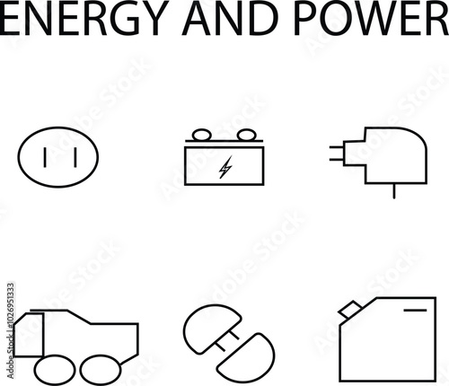 energy and power icons useful in hydropower project