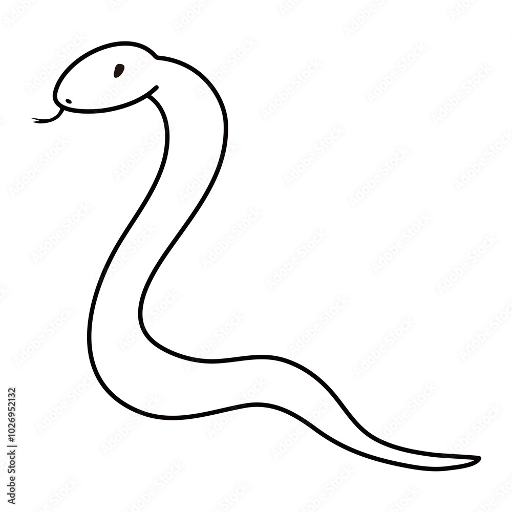 シンプルな白い蛇のイラスト シンプルな白い蛇のイラスト