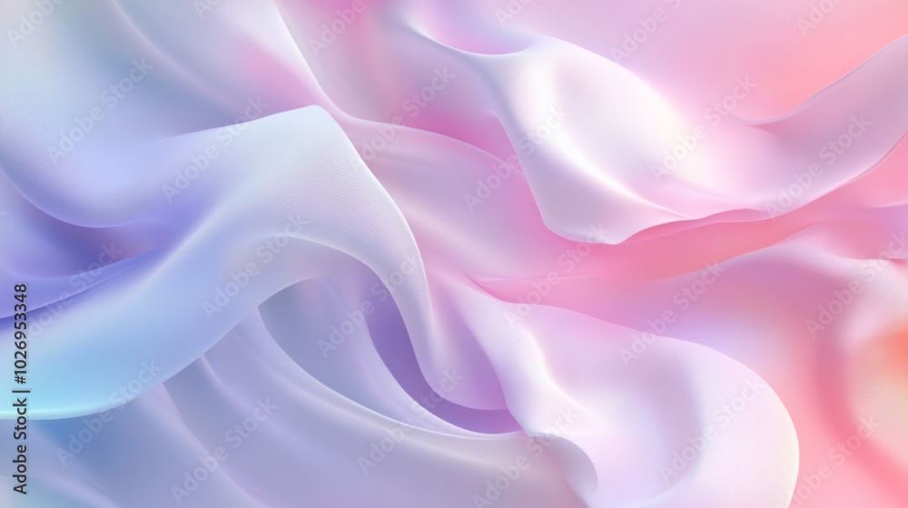 Fototapeta premium A soft and elegant 3D digital wallpaper featuring smooth, flowing ribbons and pastel color gradients.