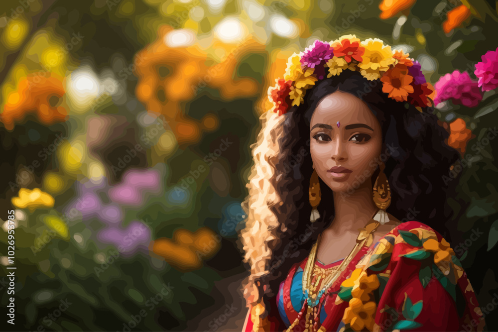 lustration portrait of a stunning Ethiopian woman lifelike in vibrant traditional attire lustration portrait of a stunning Ethiopian woman lifelike in vibrant traditional attire