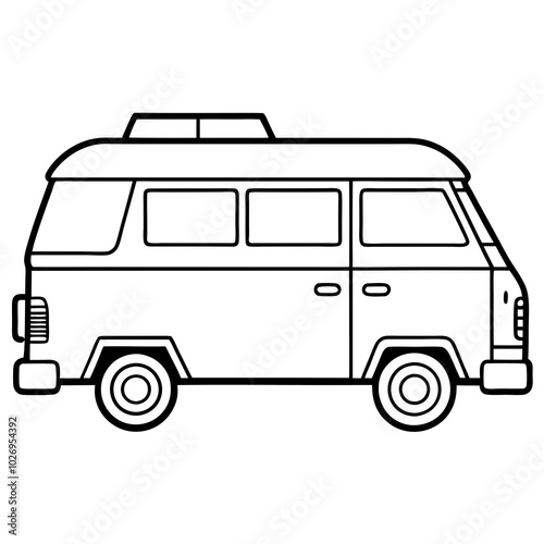 camp van line art
 vector illustration on a white background