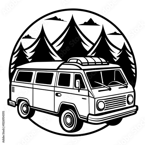 camp van silhouette 
 vector illustration on a white background