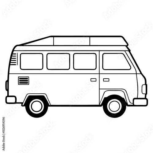 camp van line art
 vector illustration on a white background