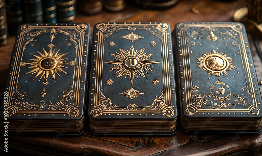 Fototapeta premium A playing card deck backer featuring Art Deco, noir, and steampunk design elements