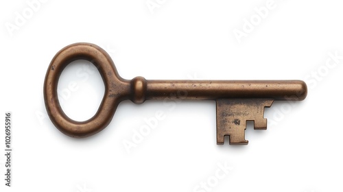 Antique Brass Key with Worn Details AI Generated