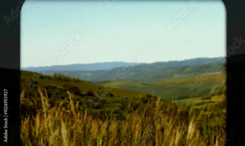 Serene Landscape with Vintage Super 8 mm Effect