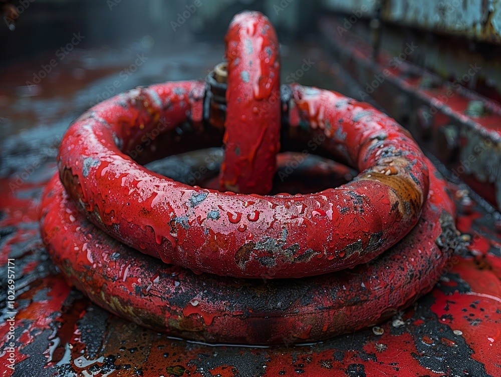 Close-up of Rusty Red Metal Rings Close-up of Rusty Red Metal Rings