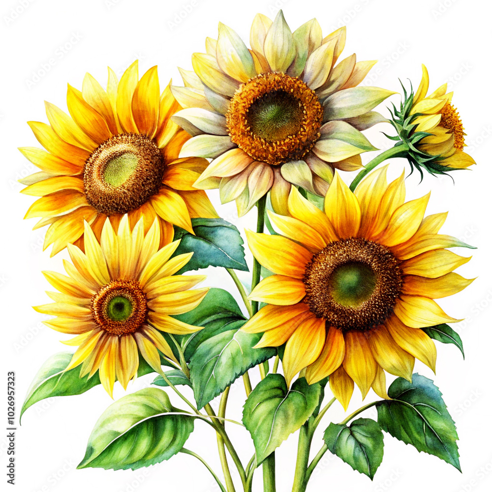 sunflowers on white background sunflowers on white background