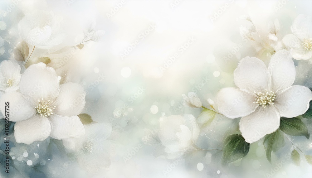 Elegant white flowers with soft bokeh on a light background Elegant white flowers with soft bokeh on a light background