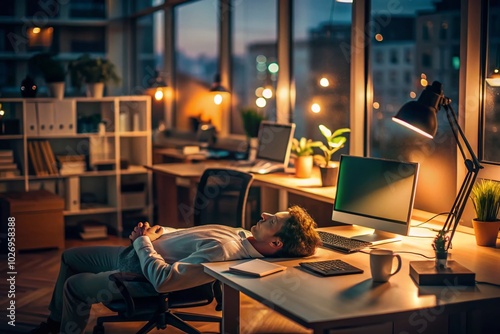 Low Light Photography of Sleeping at Work – Capturing the Reality of Office Life