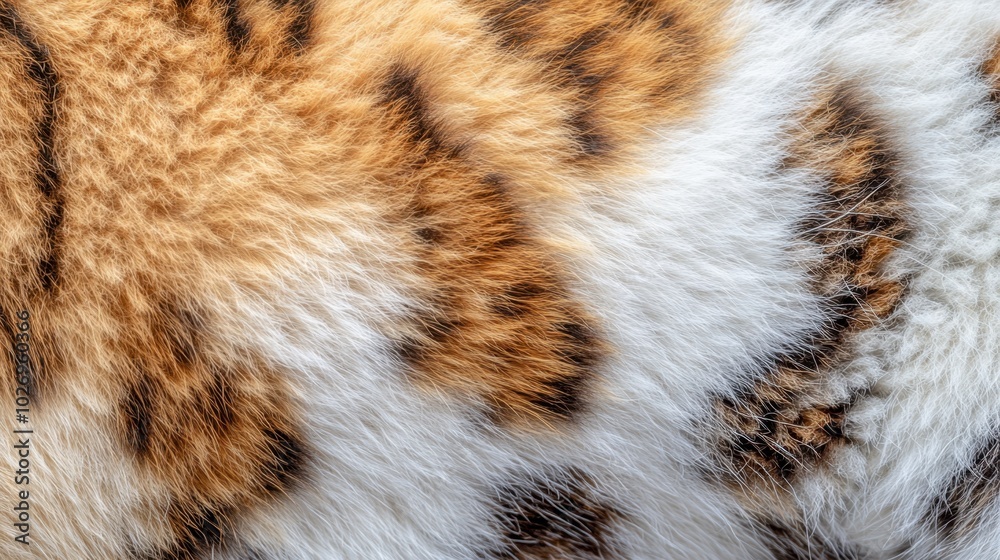 Detailed close-up of a tiger skin, highlighting the brown and orange striped pattern and fluffy texture, ideal for backgrounds or fabric designs. Detailed close-up of a tiger skin, highlighting the brown and orange striped pattern and fluffy texture, ideal for backgrounds or fabric designs.