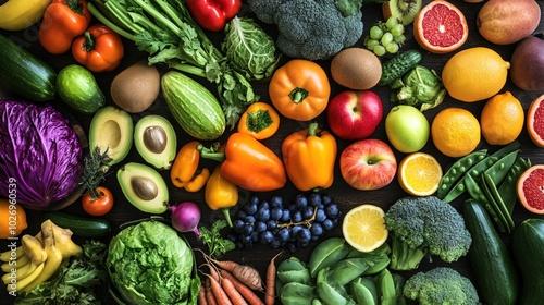 Close-up of vibrant fresh vegetables and fruits on wooden table, symbolizing healthy blood pressure foods, emphasizing natural nutrition and wellness.
