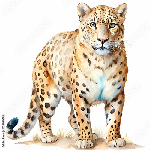 Spotty leopard illustration in watercolor, perfect for adding a touch of exoticism to your design projects