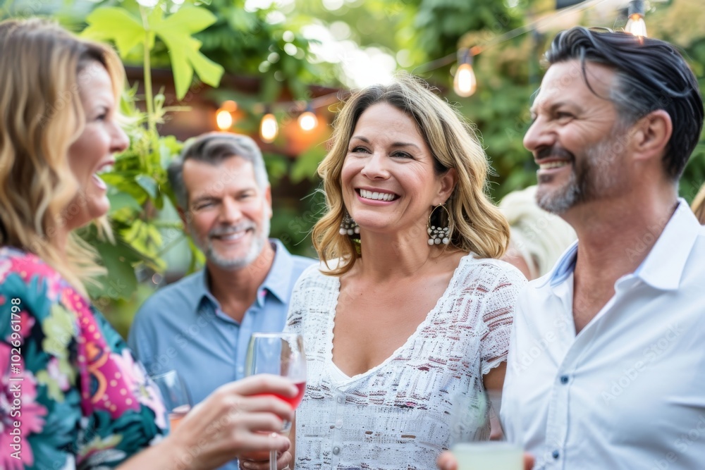 Group of friends toasting with wine at a vineyard party. Group of friends toasting with wine at a vineyard party.