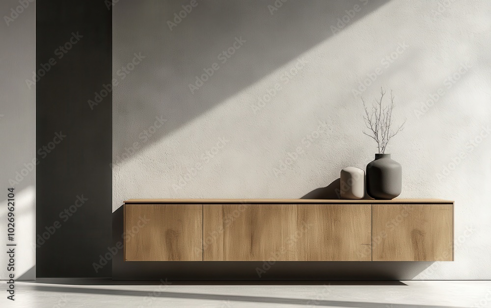 Side perspective of the cabinet, capturing how it stands against the wall with copy space above. Side perspective of the cabinet, capturing how it stands against the wall with copy space above.