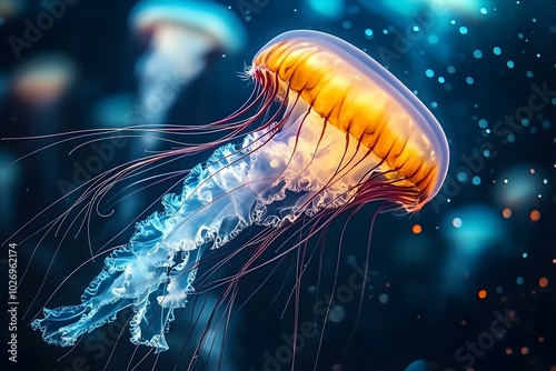 Ethereal Jellyfish Gliding Through a Dreamy Underwater World photo