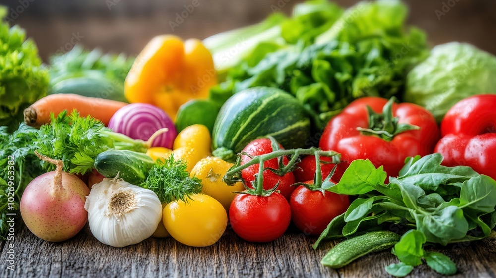 Close-up of vibrant fresh vegetables and fruits on wooden table, symbolizing healthy blood pressure foods, emphasizing natural nutrition and wellness. Close-up of vibrant fresh vegetables and fruits on wooden table, symbolizing healthy blood pressure foods, emphasizing natural nutrition and wellness.