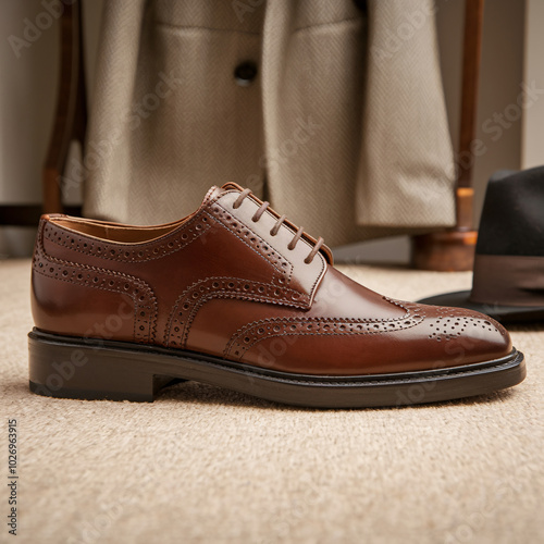 Timeless Elegance: Exquisite Brown Brogue Shoes for the Modern Gentleman – A Perfect Blend of Style and Craftsmanship photo