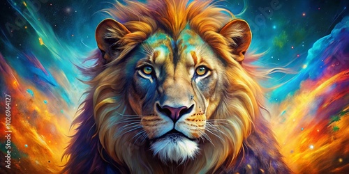 Majestic Lion Surreal Portrait - Artistic Graphic Design for Stunning Visuals