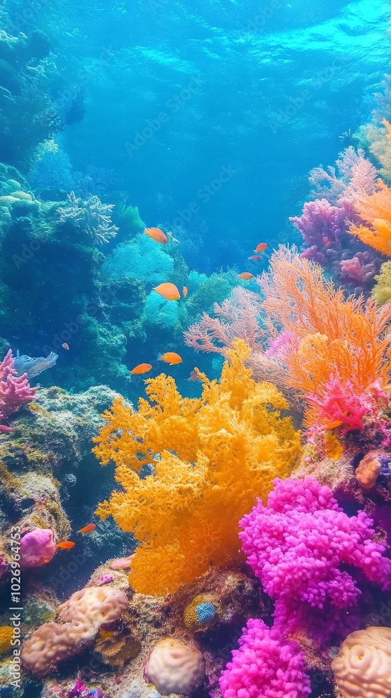 Fototapeta premium colorful corrals and seaweeds under water