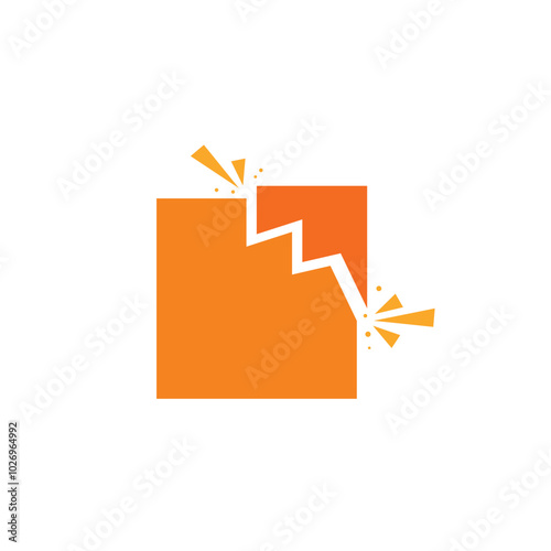 Logo crack square unique design with blank background