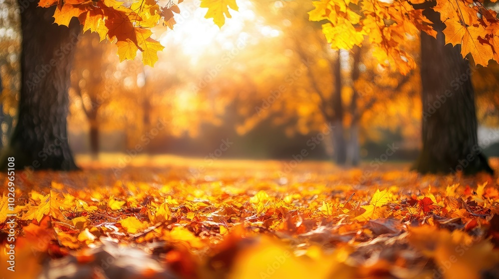A peaceful autumn forest with trees covered in bright yellow and orange leaves, symbolizing the changing seasons. A peaceful autumn forest with trees covered in bright yellow and orange leaves, symbolizing the changing seasons.