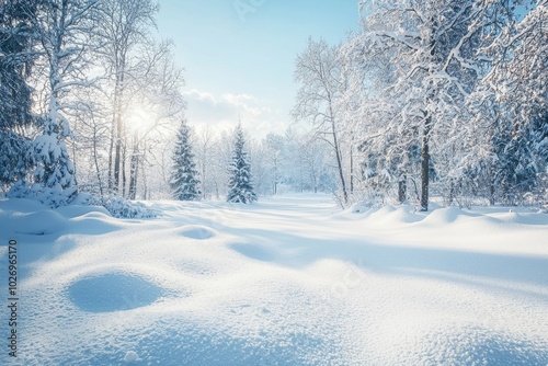 Winter season background in white snow landscape