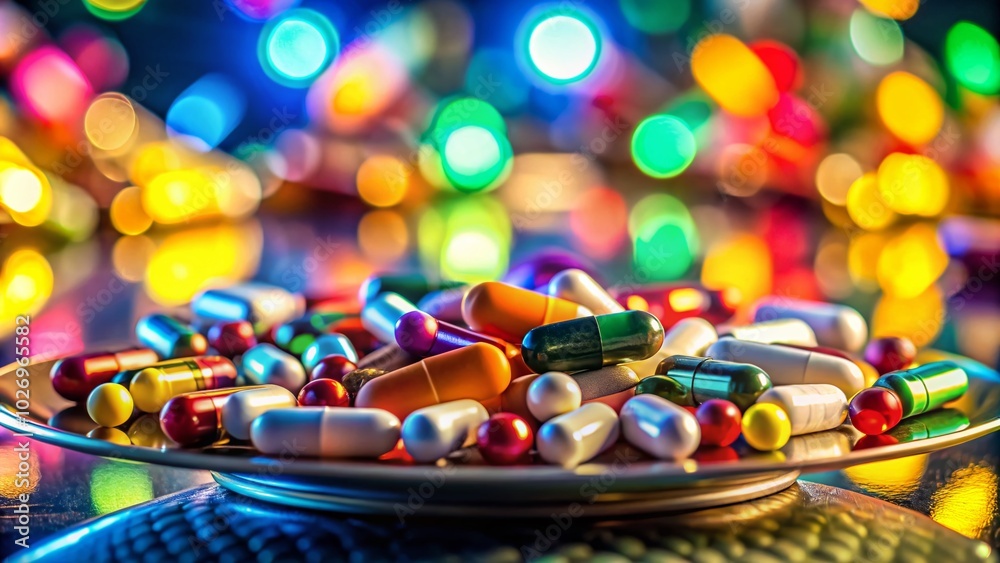 Medication Overdose: A Plate Full of Pills Highlighting Pharmaceutical Abuse Medication Overdose: A Plate Full of Pills Highlighting Pharmaceutical Abuse