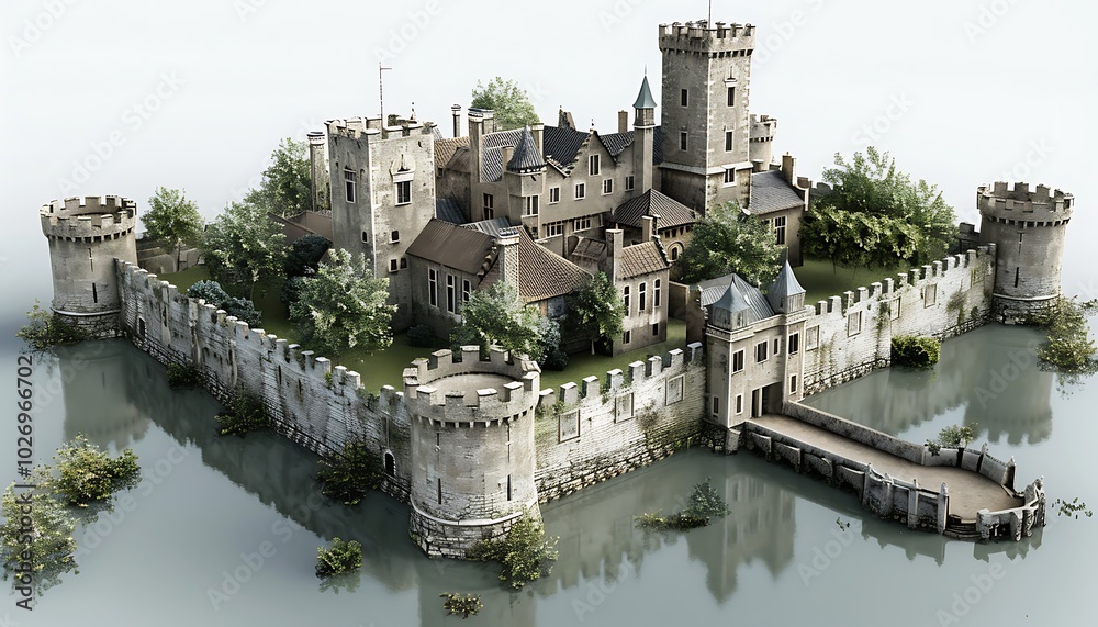 Fototapeta premium Historic castle with a bridge over water