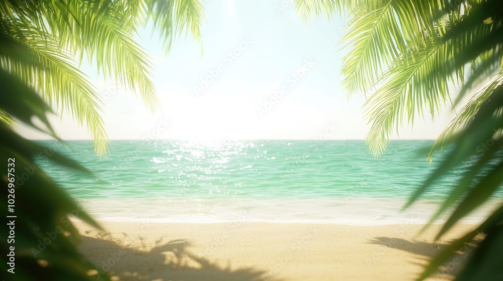 Peaceful Tropical Beach with Clear Water and Sunshine Peaceful Tropical Beach with Clear Water and Sunshine