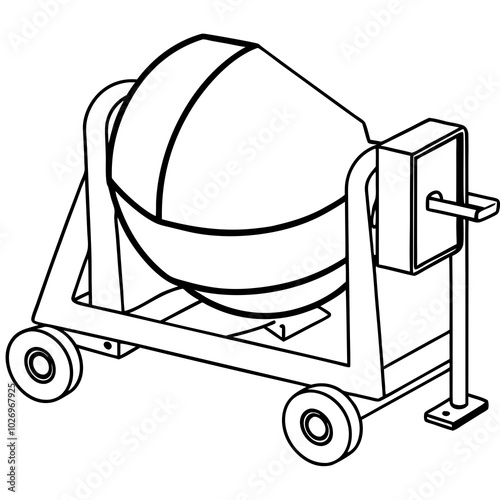 cement mixer line art
 vector illustration on a white background