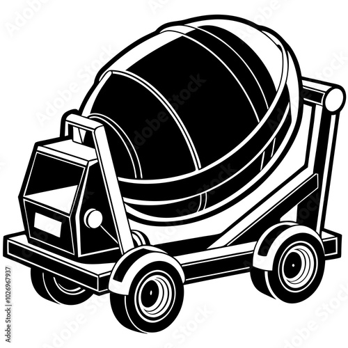 cement mixer silhouette 
vector illustration on a white background
