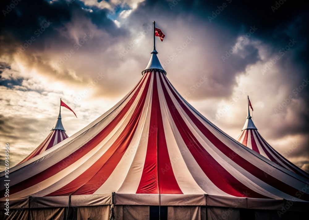 Minimalist Circus Tent Top View: A Serene Perspective of Colorful Canvas and Striking Lines Minimalist Circus Tent Top View: A Serene Perspective of Colorful Canvas and Striking Lines