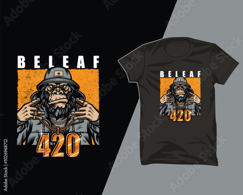 beleaf gorilla gangster tshirt design