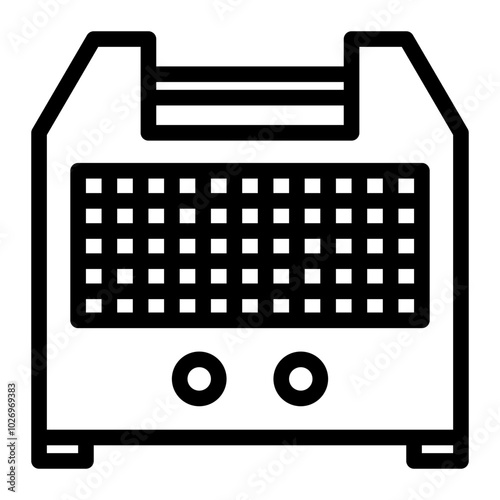 Room heater icon in line art. outline style. Isolated on white Background