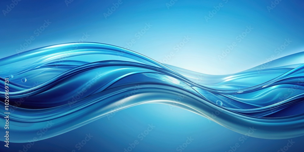 Abstract blue background with flowing waves , abstract, blue, background, waves, flowing, graphic, design, motion, smooth, texture