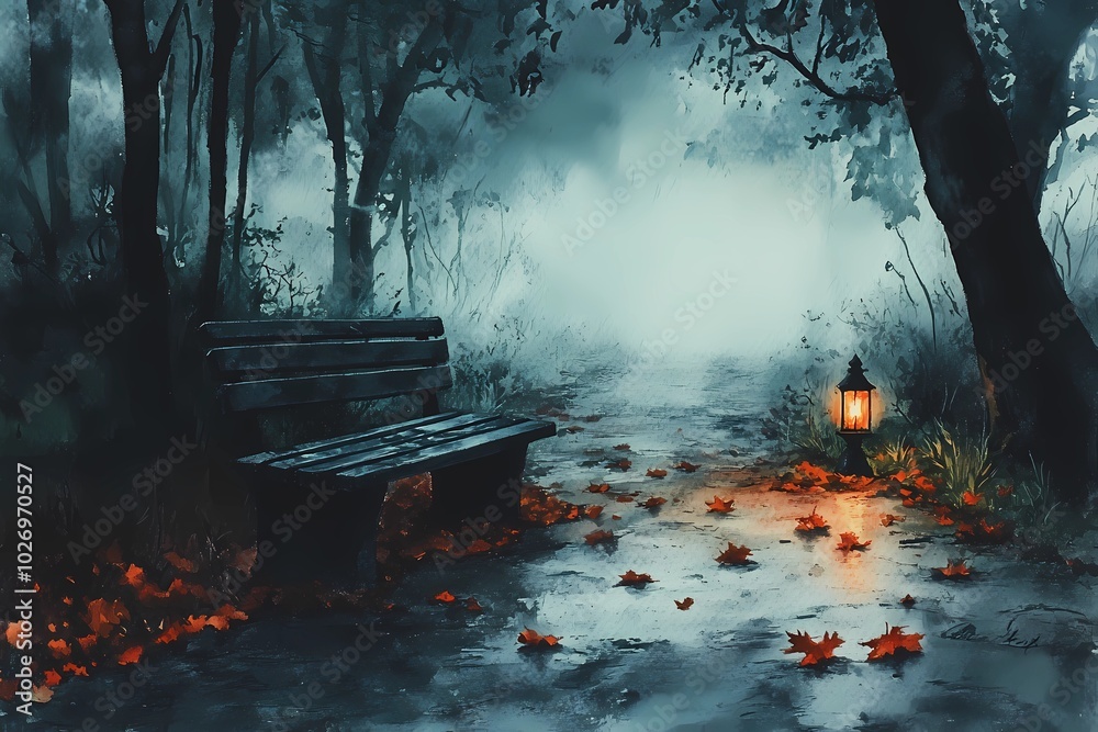 Wooden bench in a quiet autumn park, with vibrant fall foliage scattered around, creating a peaceful, nostalgic scene. Wooden bench in a quiet autumn park, with vibrant fall foliage scattered around, creating a peaceful, nostalgic scene.