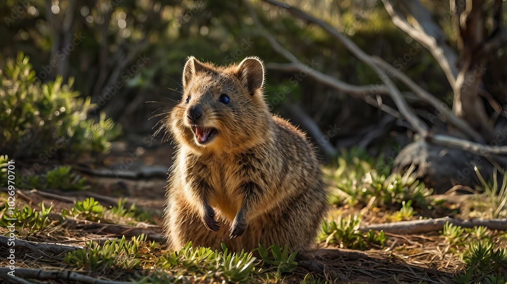 Obraz premium Quokka realistic wild photography ai gen