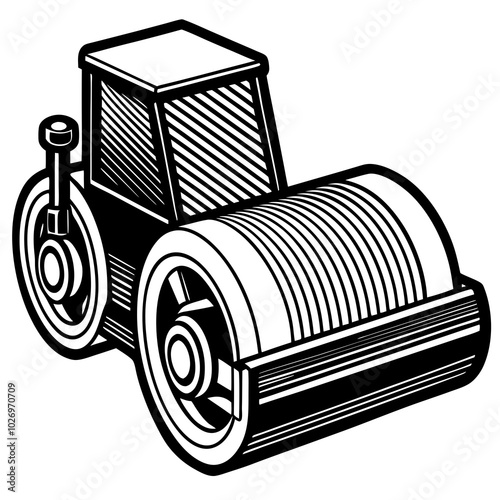 realistic silhouette 
construction Roller on a white  background