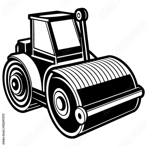 realistic silhouette 
construction Roller on a white  background