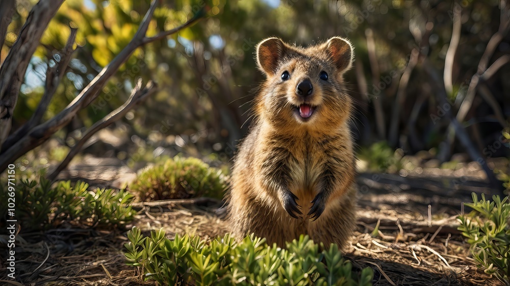 Fototapeta premium Quokka realistic wild photography ai gen
