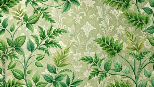 Intricate patterns of green leaves on a floral background wallpaper, leaves, green, intricate, patterns, floral