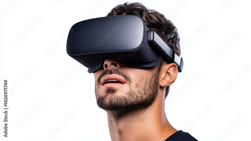 Person Using Virtual Reality Headset in Studio Setting Person Using Virtual Reality Headset in Studio Setting