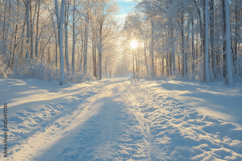 Obraz premium Winter season background in white snow landscape