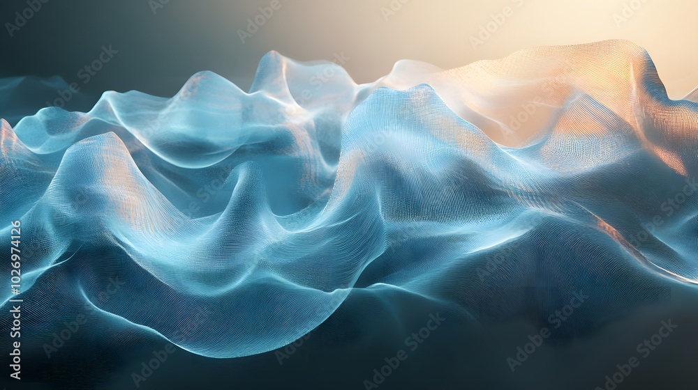 Obraz premium Abstract Blue and Orange Wavy Grid Pattern