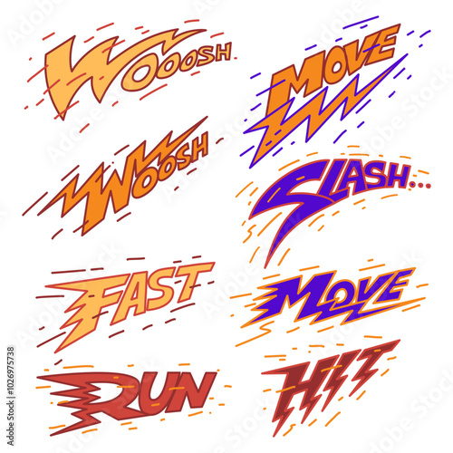 Cartoon typography style, thunder lightning effect