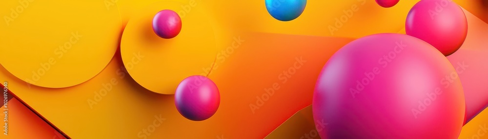 Bright and colorful abstract 3D spheres pattern with yellow and pink hues for modern design and artistic background.