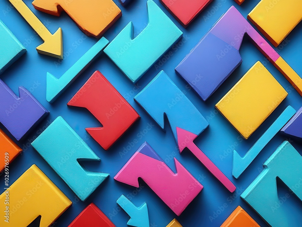 colorful arrows radiating in various directions on a blue background, symbolizing the integration of multiple marketing strategies and the dynamic nature of e-commerce growth colorful arrows radiating in various directions on a blue background, symbolizing the integration of multiple marketing strategies and the dynamic nature of e-commerce growth