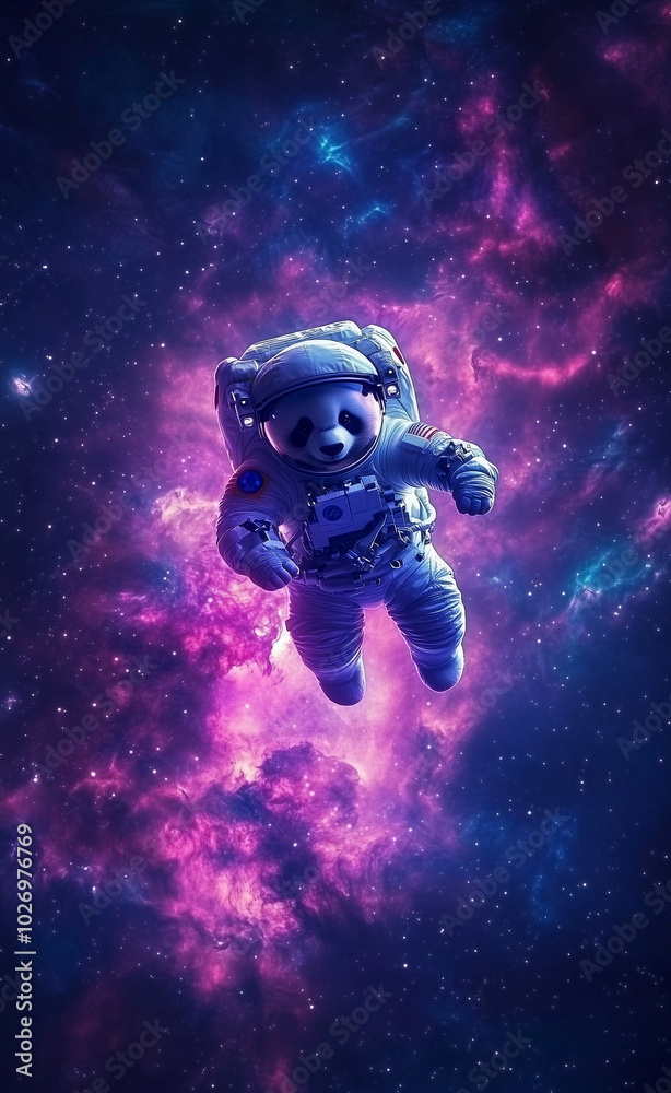 custom made wallpaper toronto digitalPanda wearing a space suit in outer space generated by AI